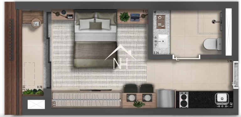 Imagem Studio de 28m c/ 1 dormitório c/ terraço, piscinas, sauna, academia, delivery, espaço gourmet, spa, churrasqueira, bicicletário, lavanderia, lounge