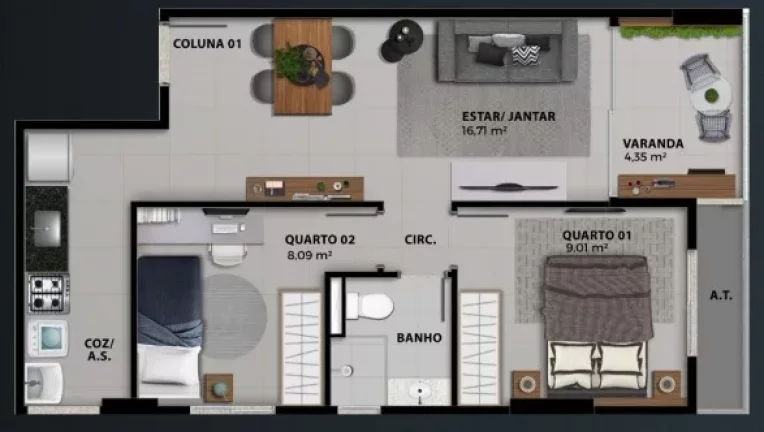 Imagem Apartamentos com um quarto estilo studio em Jardim Camburi - Vitória / ES