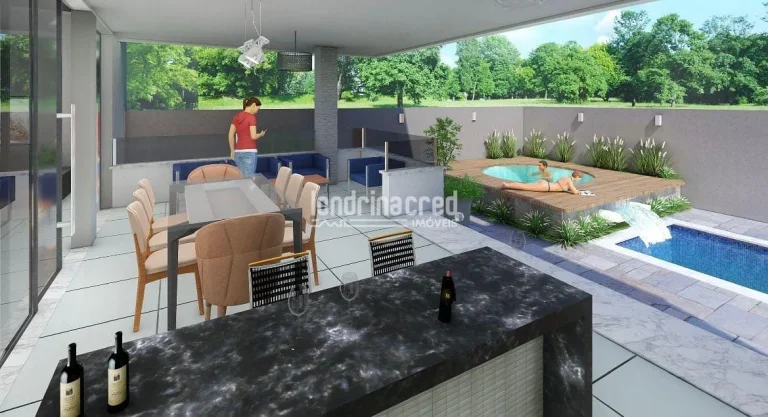 Imagem Casa em construção no Condomínio Araçari com 200m², 3 suítes, 5 banheiros, 2 vagas de garagem e localização privilegiada na Zona Leste de Londrina