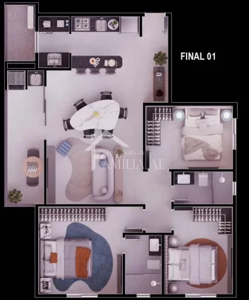 Imagem APARTAMENTO COM 1 SUÍTE + 2 QUARTOS NO SAGUAÇU