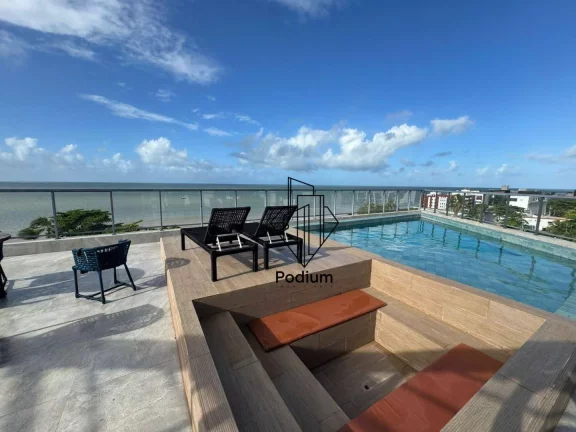 Imagem Flat mobiliado e equipado à beira mar e com vista mar lateral no Bessa -FL0884.