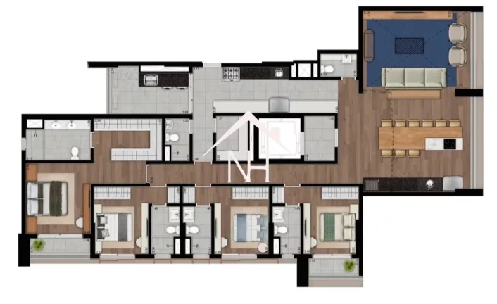 Imagem apartamento de 205m no Sumarezinho c/ 4 suítes,3 vagas,terraço gourmet,piscinas,sauna,spa,brinquedoteca,quadra,delivery,playground,salão de festas