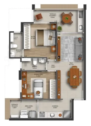 Imagem APARTAMENTO COM 74.58 m² - GONZAGA - SANTOS SP