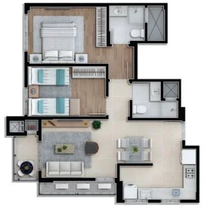 Imagem Residencial Porto Acqua, apartamento a venda 2 quartos em Barreiros Sc