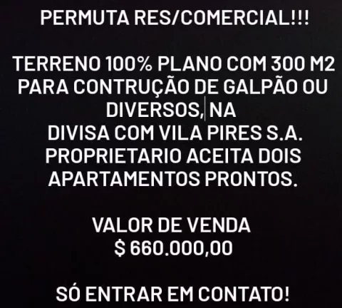 Imagem TERRENO PLANO 10 X 30 RESIDENCIAL COMERCIAL A VENDA NA VILA PIRES - SANTO ANDÉ