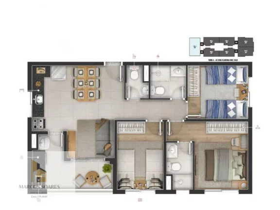 Foto do imóvel: Apartamento à venda, na planta, no bairro Jaguaribe/Osasco, 3 quartos 66m2.