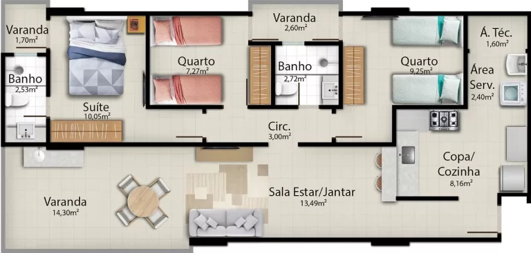 Imagem Apartamento, 02 Quartos, 01 Suite, 01 Vaga de Garagem, Area de Lazer, Avenida Oceânica, Praia do Morro, Guarapari - ES