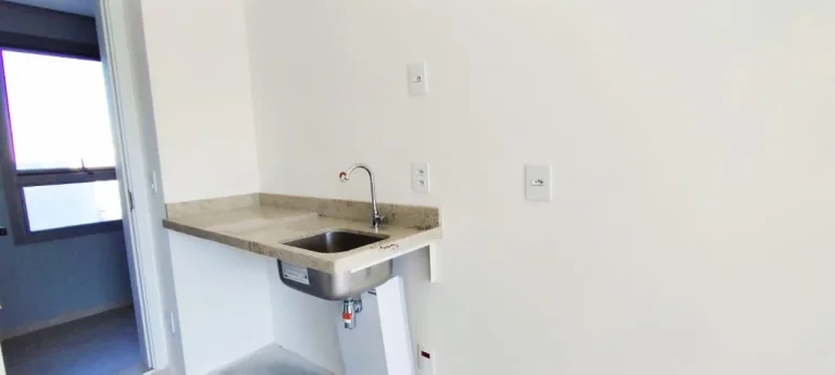 Imagem Studio 23M², 1Q, 1 Banheiro, Varanda, Academia, Piscina, Lavanderia, Coworking, Horta, Salão de Festas, Espaço Gourmet, Jardim.
