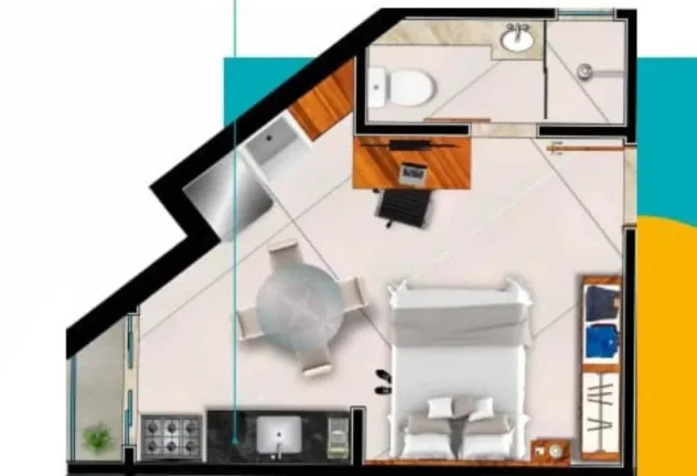 Imagem Studio à venda, no Edifício My House Barbacena, em Barbacena, Centro, com 1 quarto, 20,57m2