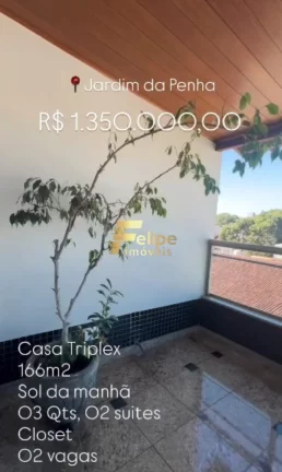 Imagem BELÍSSIMA CASA TRIPLEX DE 03 QUARTOS, SENDO 01 SUÍTE, SOL DA MANHÃ, À VENDA EM JARDIM DA PENHA, VITÓRIA/ES!