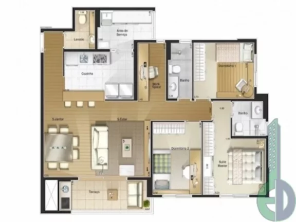Imagem Apartamento à venda em São Caetano do Sul-SP: 3 quartos, 1 suíte, 2 banheiros, 2 vagas de garagem, 96m² - Condomínio Totalitá