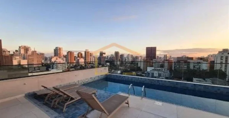 Imagem Apartamento de 28m² com 1 dormitório, banheiro, sala e cozinha integradas, varanda com vista e sol...