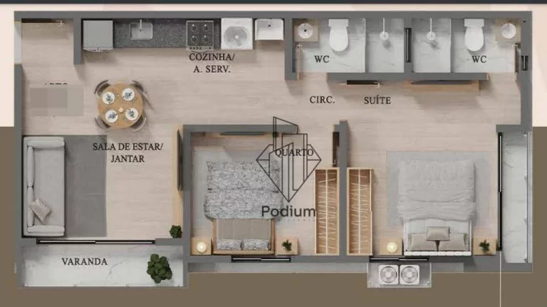 Imagem Cobertura Duplex com varanda/sacada e área privativa em excelente localização no Altiplano - CO0311.