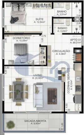Imagem Apartamento á venda com 2 dormitórios na Praia da Cal em Torres/RS
