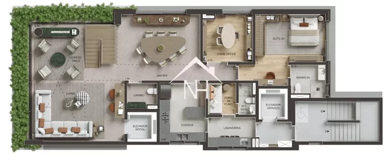 Imagem Triplex no Jardins de 438m c/Hall privativo,4 suítes, amplo living c/ terraço integrado, 4 vagas, piscina privativa, brinquedoteca, academia