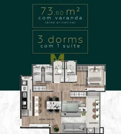 Imagem Espetaculatr Apartamento à venda, no Merizzo Residencial, com 2 a 3 quartos , 48m2a 122m2 no Capão Raso, em Curitiba.