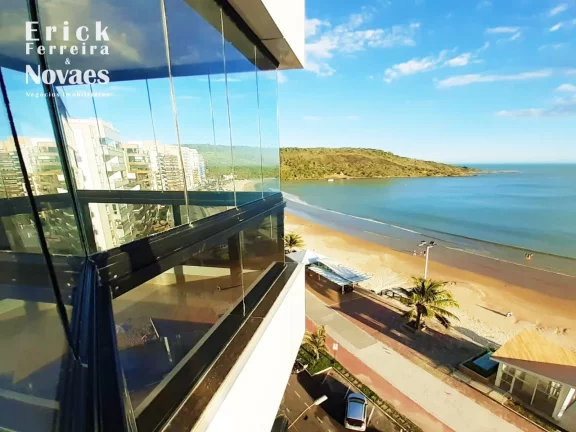 Imagem Apartamento de Frente para o Mar de Alto Padrão Para Alugar Temporada Edifício Maison Classic Avenida Beira Mar Praia do Morro Guarapari