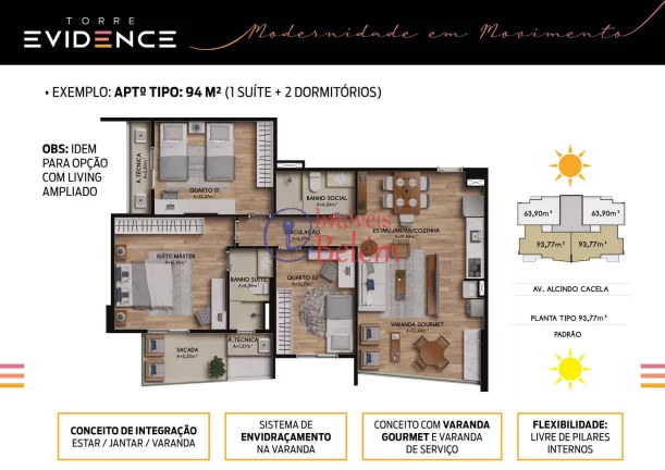 Imagem Imóveis Belém vende Torre Evidence 1 suíte