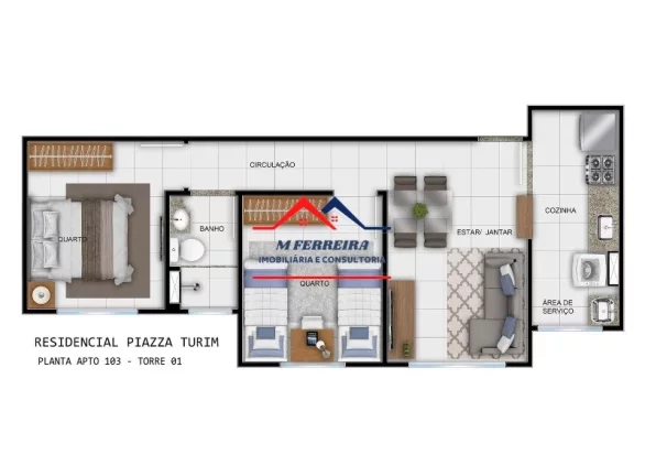 Imagem Apartamento com 2 Quartos à Venda, 46 m² em Glebas Califórnia - Piracicaba