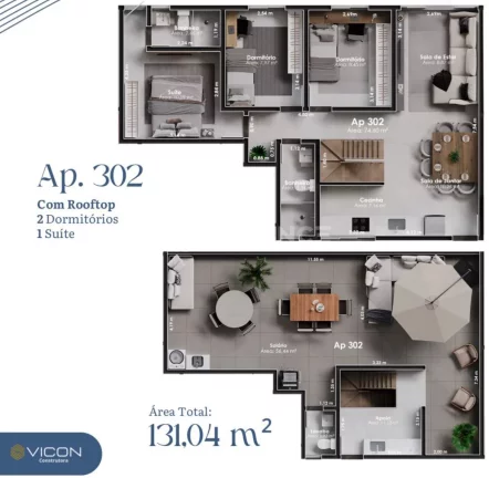 Imagem Apto - 3 Quartos - 1 Suíte - 131,04m² - Altiplano Cabo Branco, João Pessoa/PB