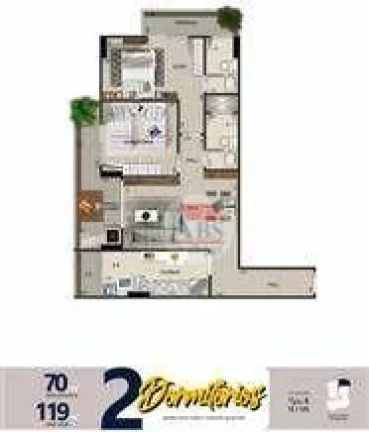 Imagem Apartamento com 2 dormitórios à venda, 68 m² por R$ 350.000,00 - Aviação - Praia Grande/SP