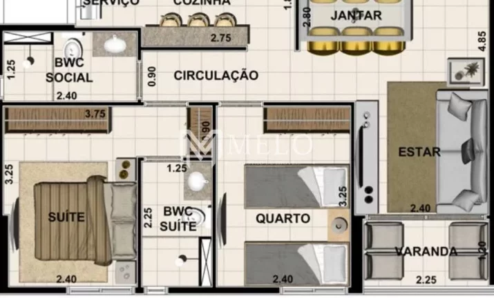 Imagem Oportunidade no TORREÃO: 56m²,02qts, 01vaga..