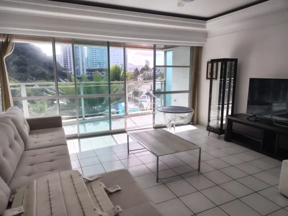 Imagem Apartamento com vista para o mar e lazer, 3 quartos com suíte e 2 vagas na Pitangueiras, Guarujá-SP - 165m² de área.