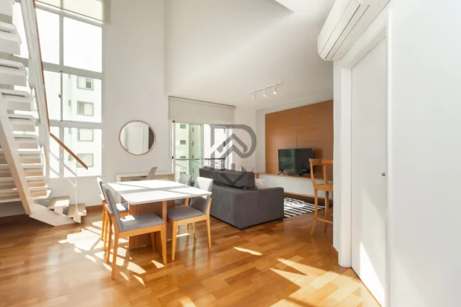 Imagem Apartamento Duplex em Pinheiros, sala pé direito duplo