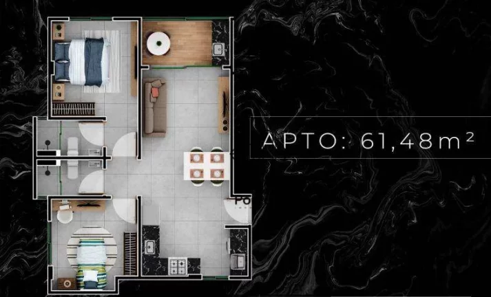 Imagem Apartamento á 150m da praia com varanda/sacada no bairro de Intermares/Cabedelo - AP2772.