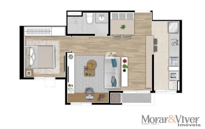 Imagem Apartamento para Venda em Curitiba, Campo Comprido, 2 dormitórios, 1 banheiro, 1 vaga