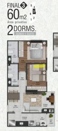 Imagem Apartamento à venda em Praia Grande-SP, Bairro Mirim: 2 quartos, 1 suíte, 2 salas, 2 banheiros, 79m² de área!