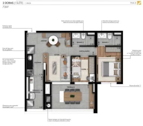 Imagem Apartamento com 2 dormitórios à venda, 73 m² por R$ 1.200.000,00 - Butantã - São Paulo/SP