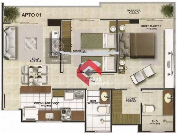 Imagem Apartamento à venda, 65 m² por R$ 742.600,00 - Meireles - Fortaleza/CE