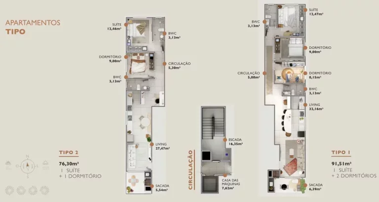 Imagem Apartamento na planta com 2 dormitórios sendo 1 suíte e 1 vaga de garagem em Gravatá, Navegantes/SC