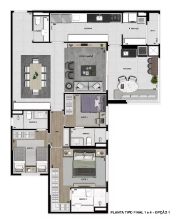 Imagem Évora: Apartamento Plaenge de 132m² - 3 Suítes no Jardim das Américas