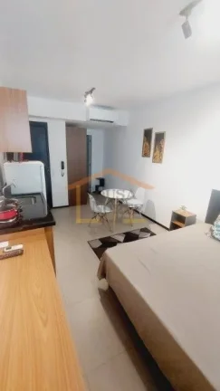 Imagem Apto Studio 27,61m², 1 dormitório, banheiro, sacada, Vidros antirruído, porta com senha eletrôni...