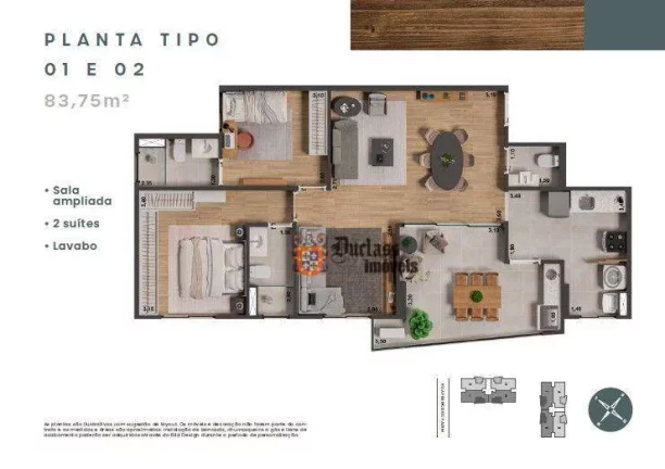 Imagem Apartamento com 2 dormitórios à venda, 83 m² por R$ 706.282,55 - Morumbi - Paulínia/SP