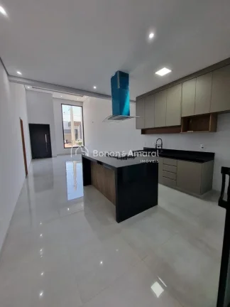 Imagem Casa à venda em condomínio, Paulinia, em construção, 3 suites, master, lavabo, living pé direito alto, área gourmet integrada, quintal, WC de serviço, fino acabamento, armários, despensa,aquecimento solar, preparação para AC., piscina,lazer no condomínio.