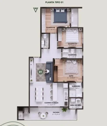Imagem Apartamento com 3 dormitórios sendo 1 suíte e 2 vagas de garagem no Centro de Navegantes a venda com Adriano Carpes Imóveis