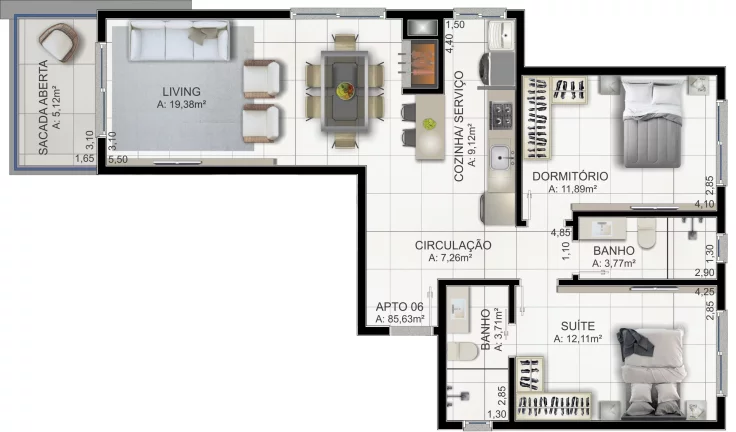 Imagem Apartamento à venda em Torres, Praia da Cal, com 2 quartos, 84,02m²