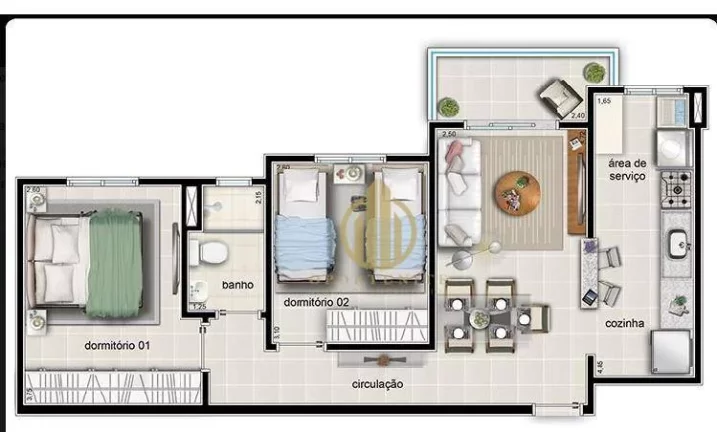 Imagem Apartamento com 2 dormitórios à venda, 56 m² por R$ 250.000,00 - Parque São Sebastião - Ribeirão Preto/SP
