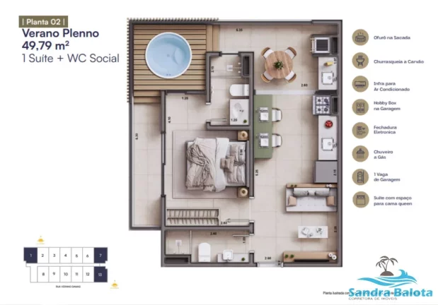 Imagem Apartamento com 1 dormitório suíte de 42,72m² /Tenório