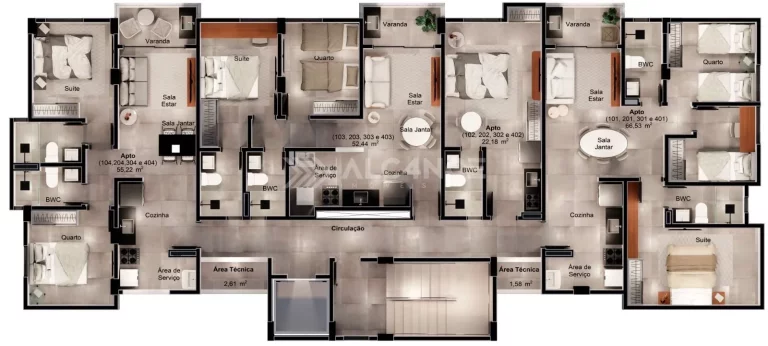 Imagem Apto- 2 Quartos- 1 Suite- 54,86m² - Intermares, Cabedelo/PB