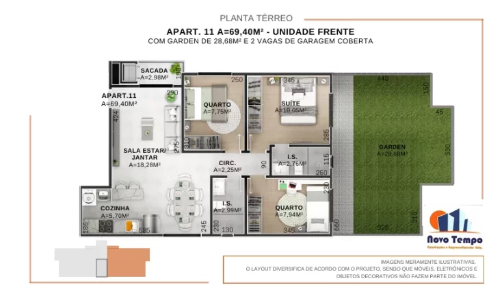 Imagem Apartamento Garden para Venda em São José dos Pinhais, Centro, 3 dormitórios, 1 suíte, 2 banheiros, 2 vagas