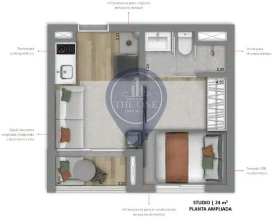 Imagem Studio à venda no Brooklin Paulista, São Paulo-SP: 1 quarto, 1 banheiro, 24m² de área!