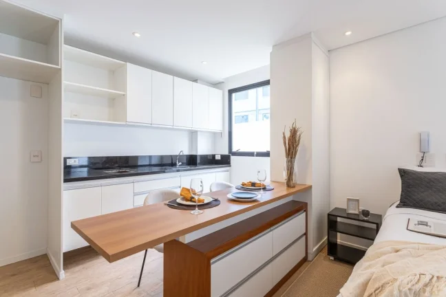 Imagem Apartamento 30M², 1Q, 1 Banheiro, 1 Vaga, Piscina, Academia, Churrasqueira, Salão de Festas.