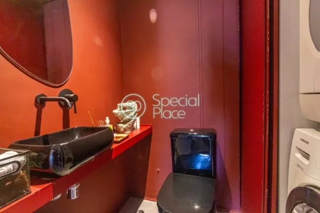 Imagem Apartamento moderno, compacto, com um dormitório ( suíte ), sala de televisão e jantar, cozinha m...