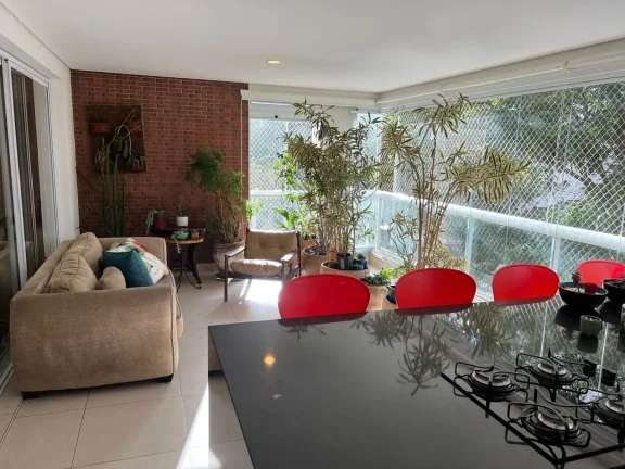 Imagem Lindo apartamento 172 M², 4 dormitórios sendo 3 suítes, 1 espaçosa sala, 1 bela varanda gourmet, 5 banheiros, lavabo, 4 vagas de garagem. Ar split.