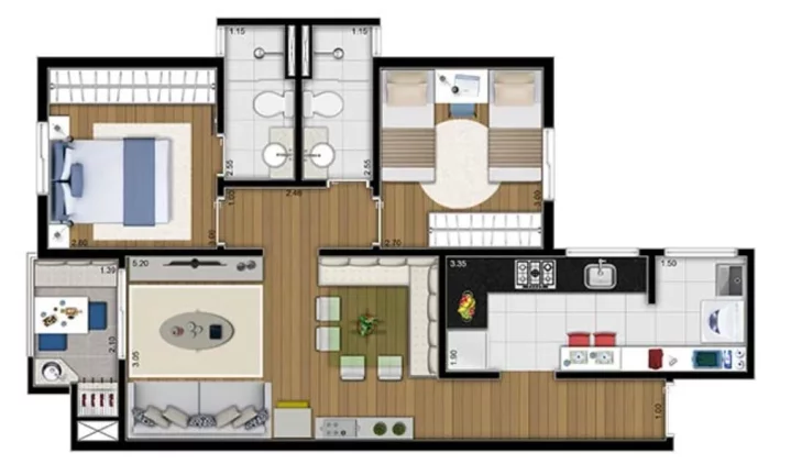 Imagem Imperdível! Apartamento à venda em Santo André-SP, bairro Campestre, 2 quartos, 1 suíte, 2 banheiros, 2 vagas, 64m².