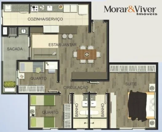 Imagem Apartamento para Venda em Curitiba, Vila Izabel, 2 dormitórios, 1 suíte, 2 banheiros, 1 vaga
